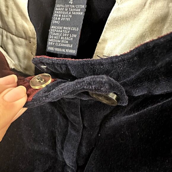 Vintage Y2K Tommy Hilfiger Womens 4/30 Velvet Pants Navy Blue Wide Leg Fit - Picture 10 of 12